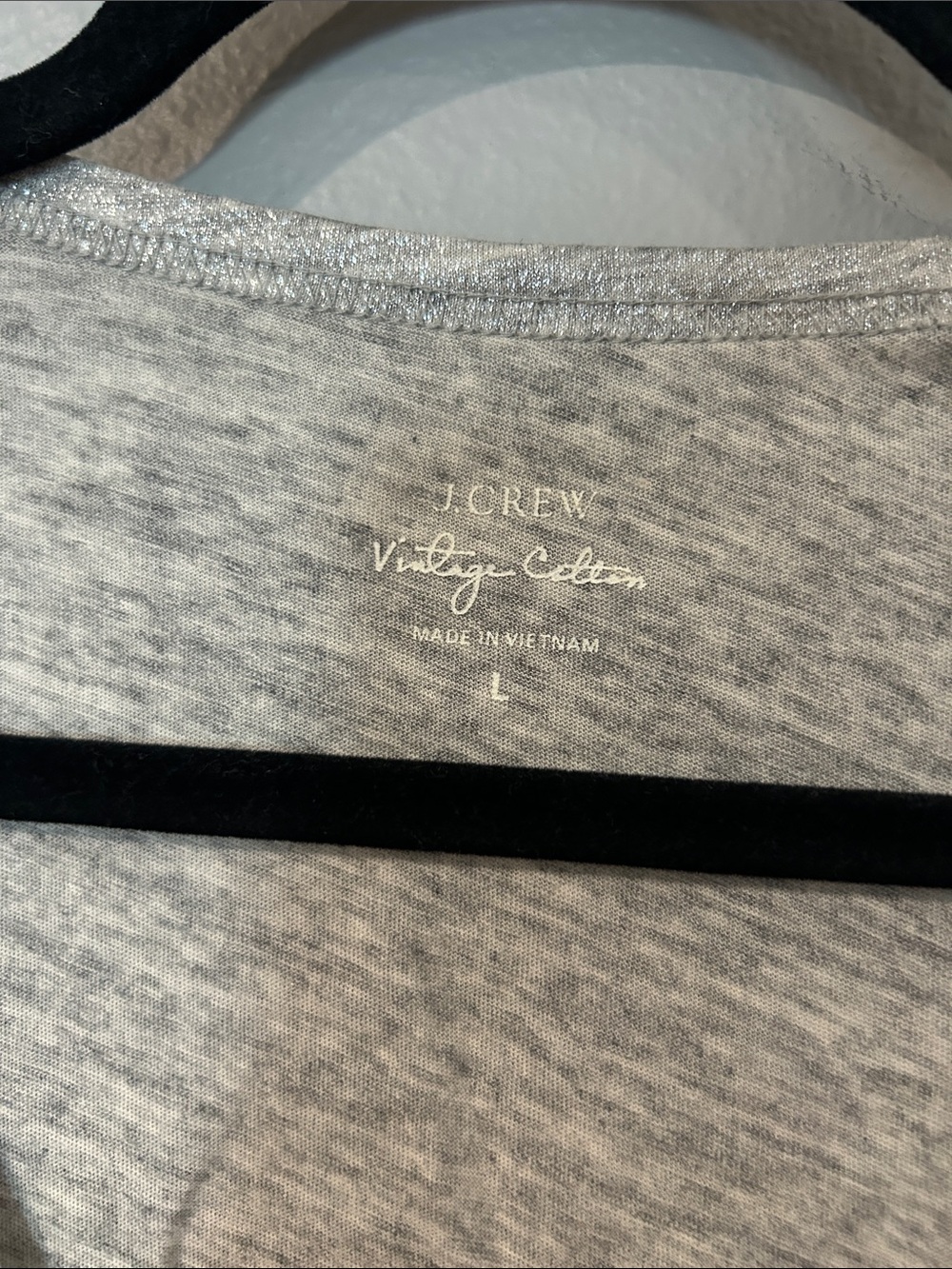 J. Crew Metallic Silver V-Neck Short Sleeve Tee - Picture 2 of 4